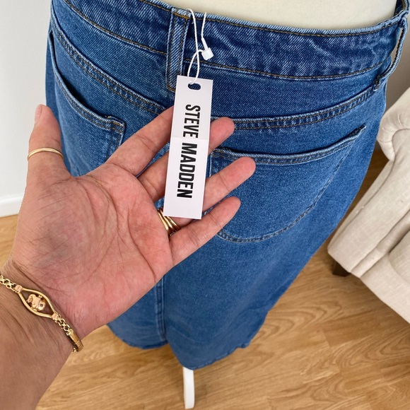 STEVE MADDEN WOMEN’S DENIM MIDI SKIRT COLOR LIGHT WASH SIZE S - Picture 5 of 13